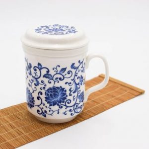 Big Porcelain Infuser Cup Chinese Flower Design 1 Porcelain Infuser Cup With Chinese Flower Design (Big)