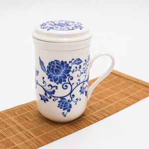 Small Infuser Cup Chinese Flower Design 1 1 Porcelain Infuser Cup With Chinese Flower Design (Small)