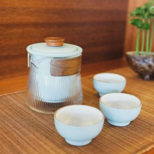 Fluted Glass Travel Tea Set 4 TravelSetGlass04 Fluted Glass Travel Tea Set