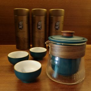 Fluted Glass Travel Tea Set 3 TravelSetGlass07 Fluted Glass Travel Tea Set